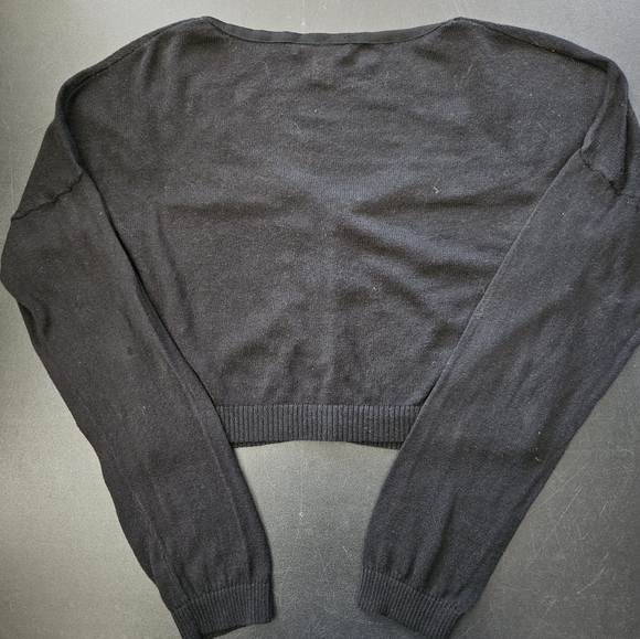 NWOT - Spring+Mercer Black Cotton Single Ply Cropped Sweater - Size L - Picture 7 of 9